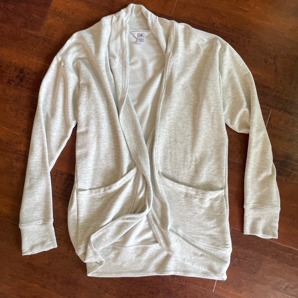 Athleta Girls Gray Wrap ‘N Roll Sweatshirt 2.0 Cardigan Sweater XXL/16